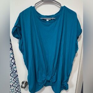 Chico's Teal Short-Sleeve Knot Front Tee